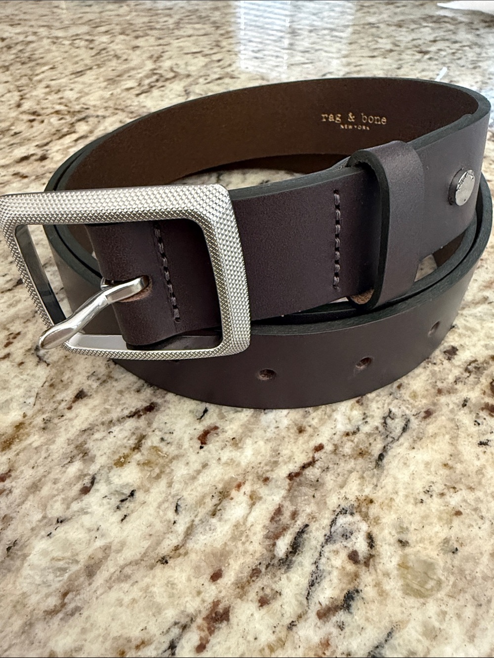 rag & bone leather Boyfriend Belt Dark Chocolate Brown w/silver Buckle Sz  M